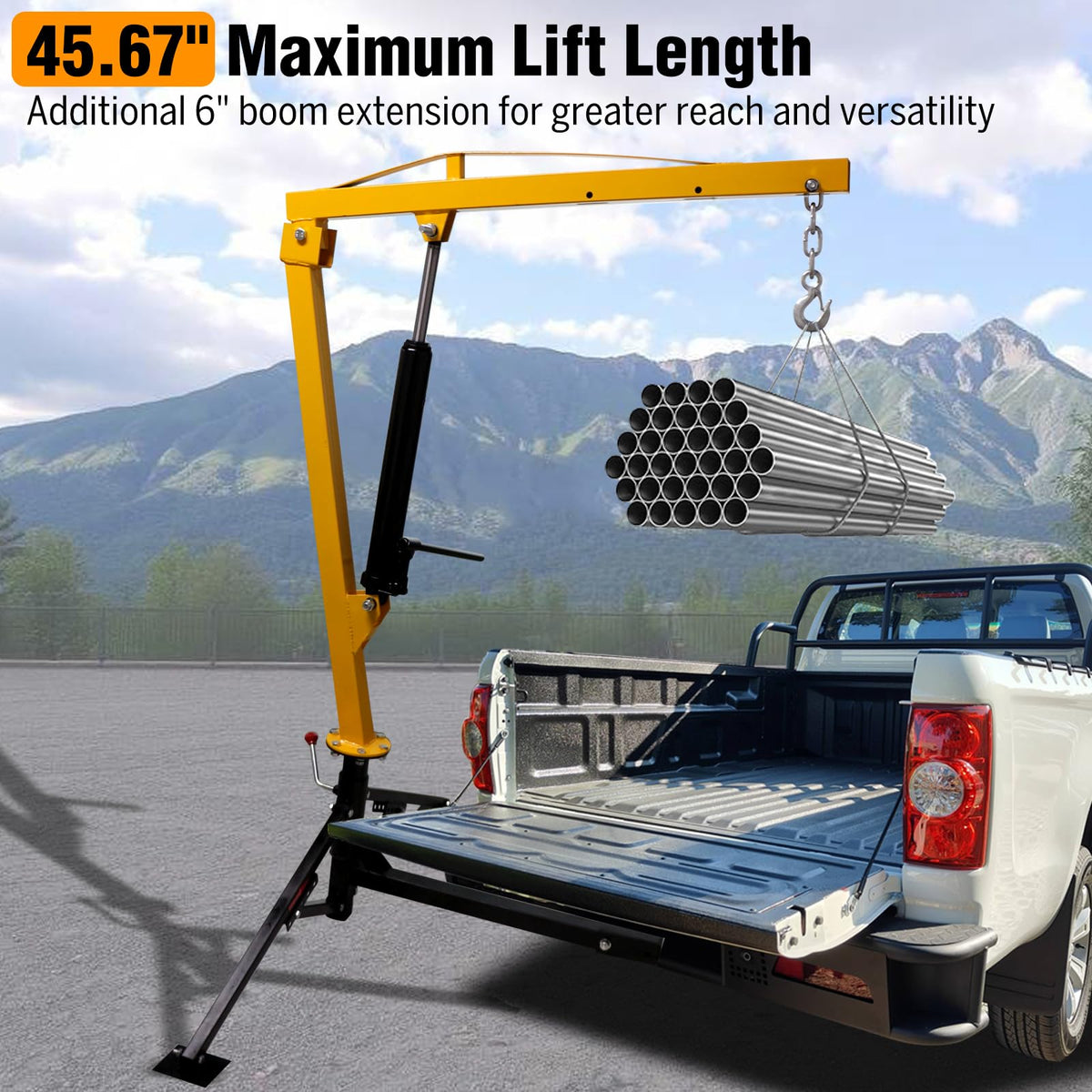 1000lb Capacity Hydraulic 360° Swivel Truck Crane H31262