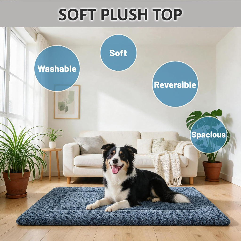 Washable Rose Velvet Dog Crate Mat M697