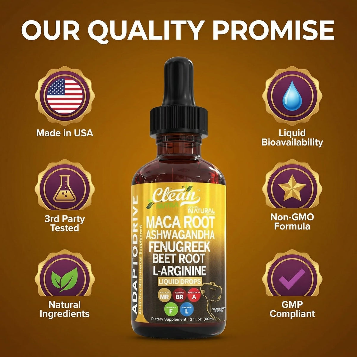 Organic Maca Root Liquid Drops with Ashwagandha and Fenugreek R261