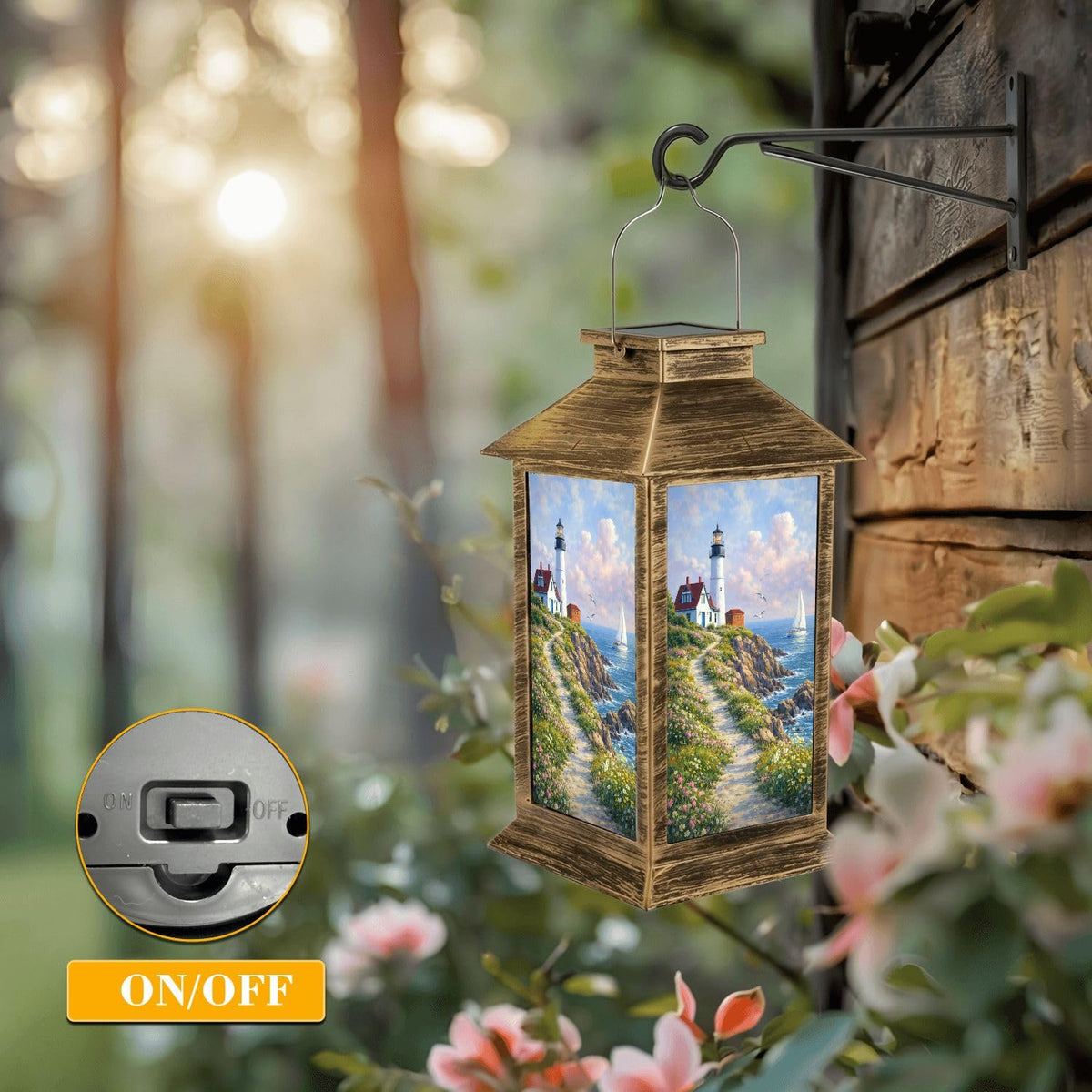 Solar Lantern Outdoor Waterproof LED Solar Lights Hanging Tabletop Lamp B742773