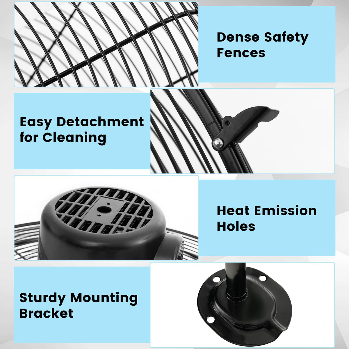 20 Inch 3-Speed Oscillating Metal Wall Fan T9184
