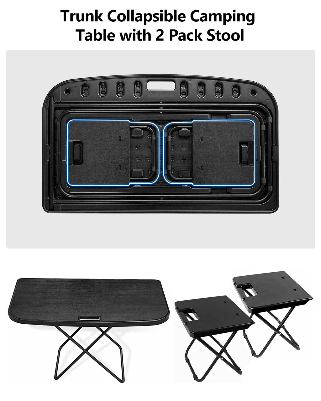 Portable Folding Camping Table with 2 Pack Chair D9722