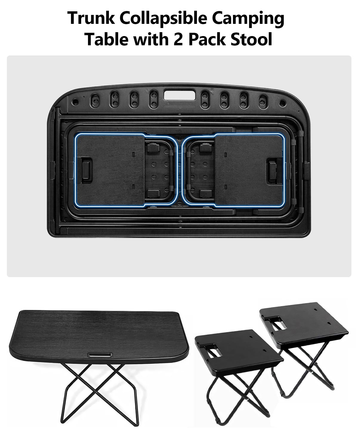 Portable Folding Camping Table with 2 Pack Chair D9722