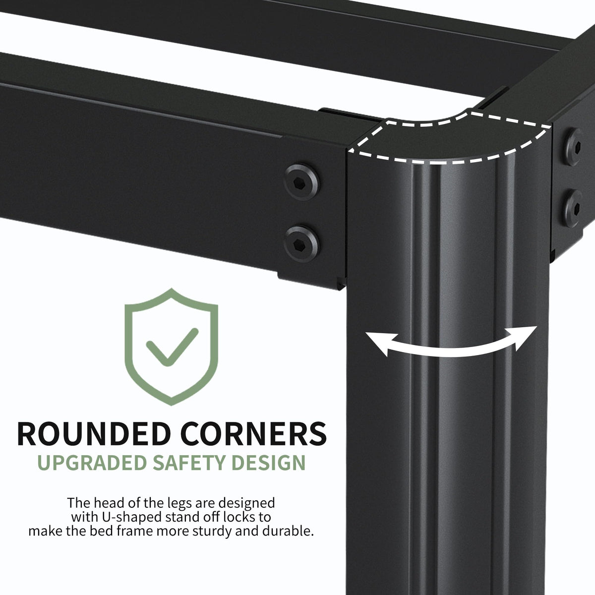 Black 7 Inch Queen Metal Platform Bed Frame L1615