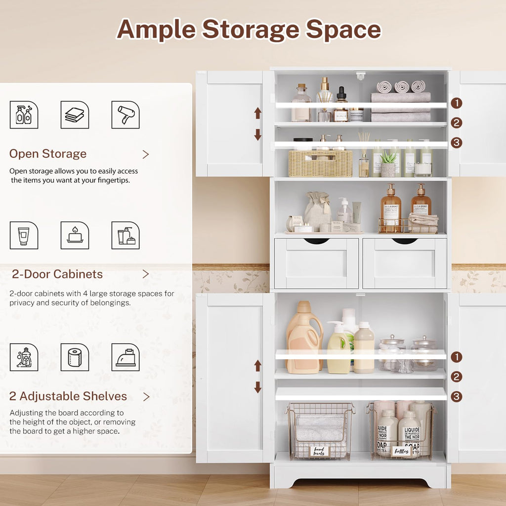Tall Bathroom Storage Cabinet with 4 Doors Y481