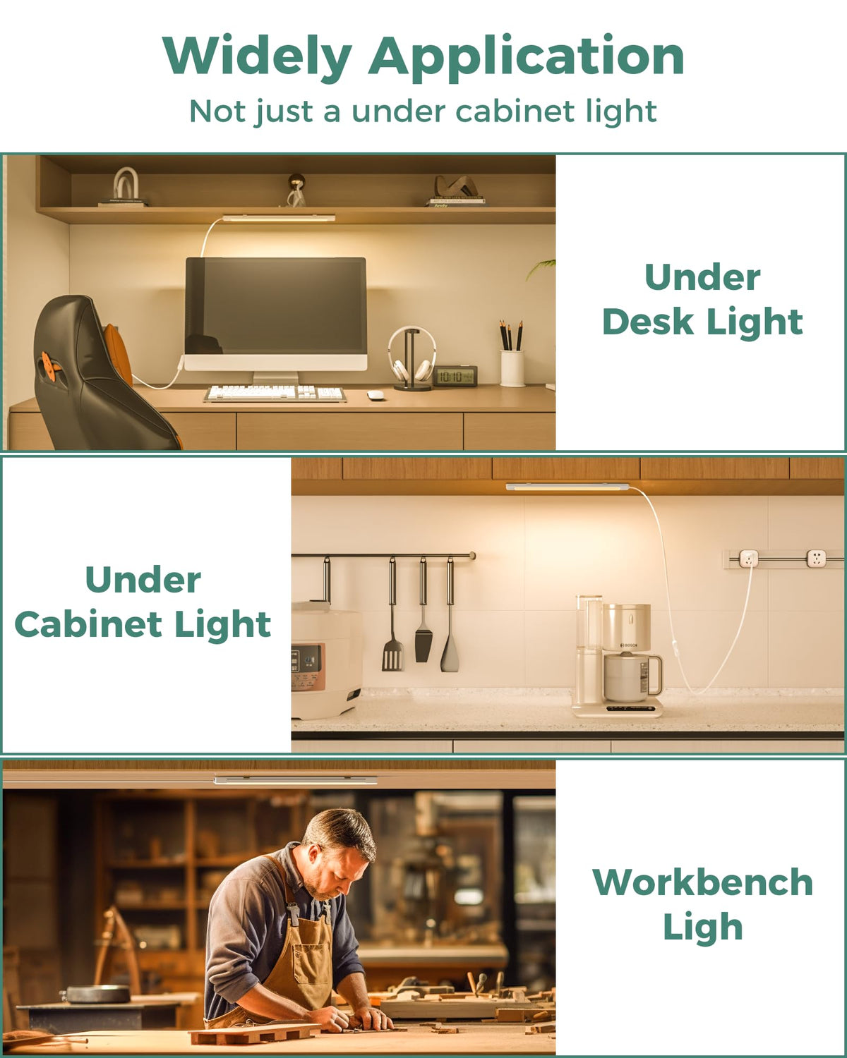 16" Under Cabinet LED Lights Plug in Workbench Light 700LM 2700K X74827