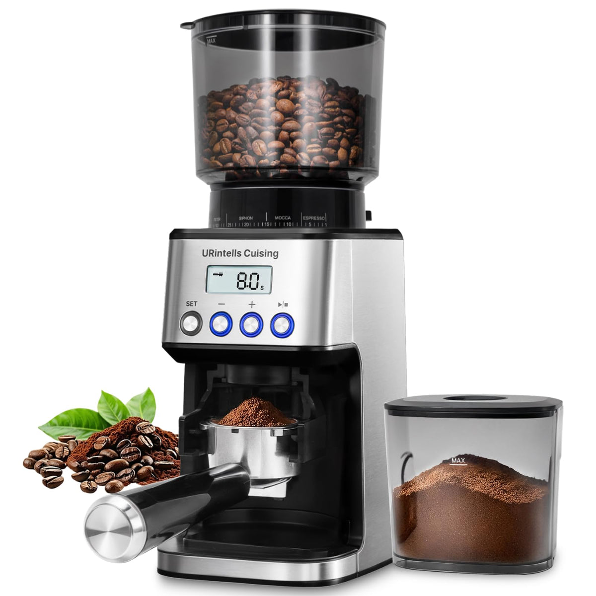 Silver Conical Burr Coffee Grinder U282