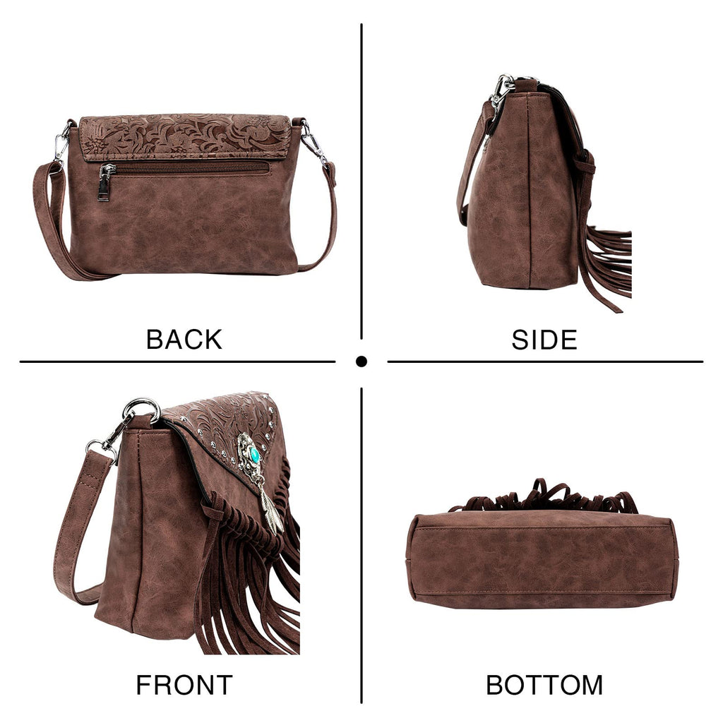 Small Turquoise Fringe Crossbody Handbag F7437