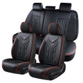 Black & Red Leather Car Seat Covers Full Set M58420