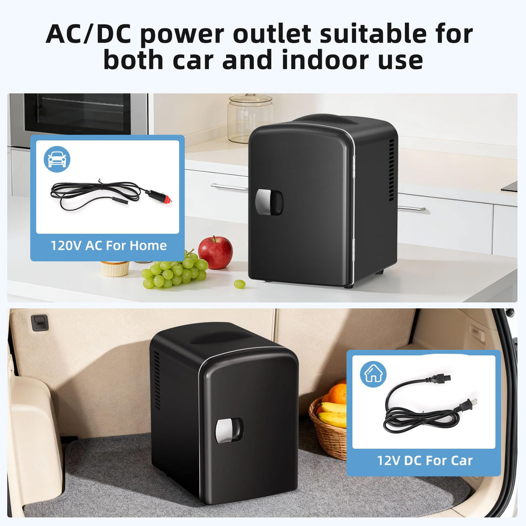 4L 6 Can Portable Mini Fridge Black B209
