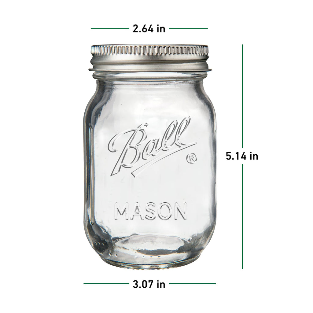 Regular Mouth Pint Glass Mason Jars, 16oz, 8-Count H80438