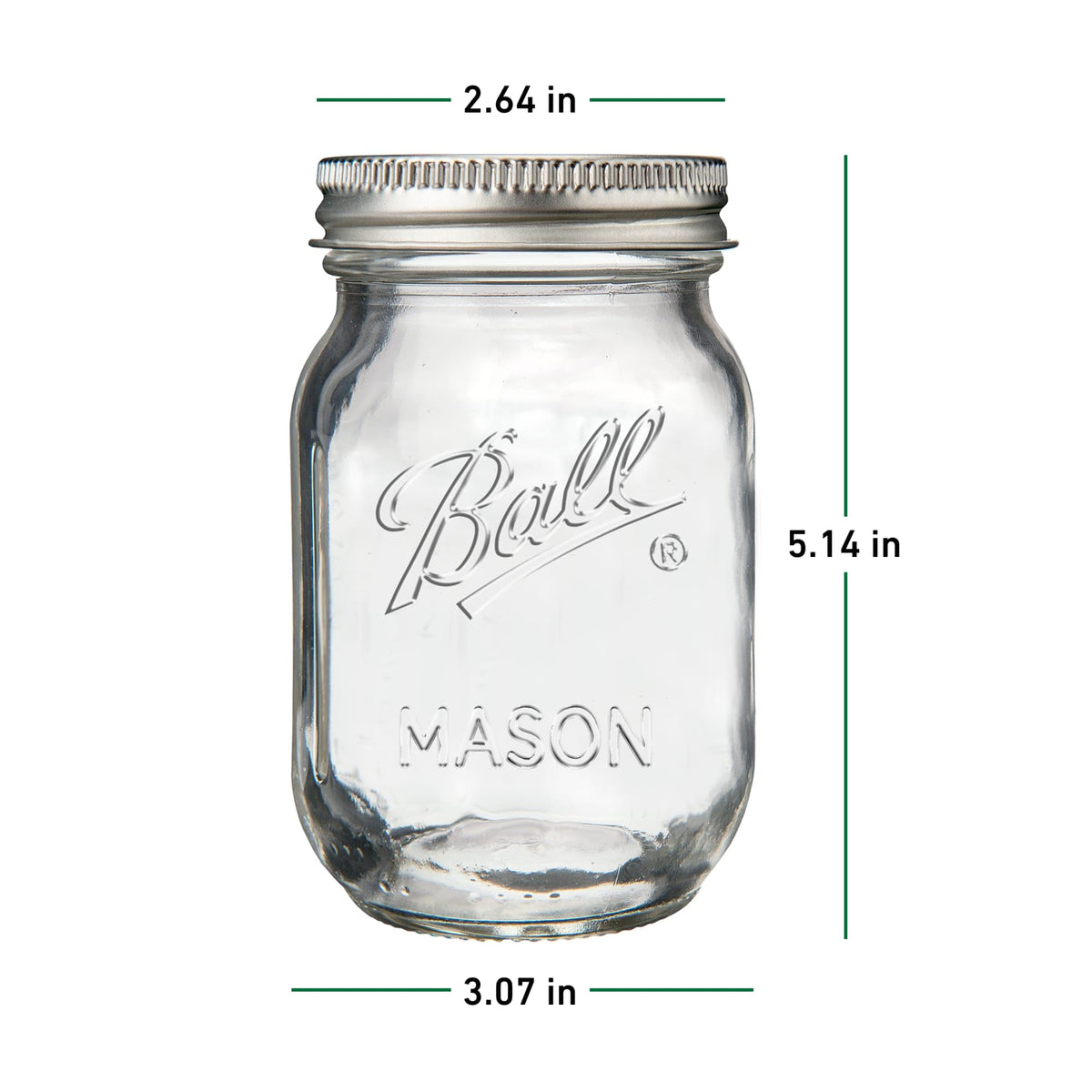 Regular Mouth Pint Glass Mason Jars, 16oz, 8-Count H80438