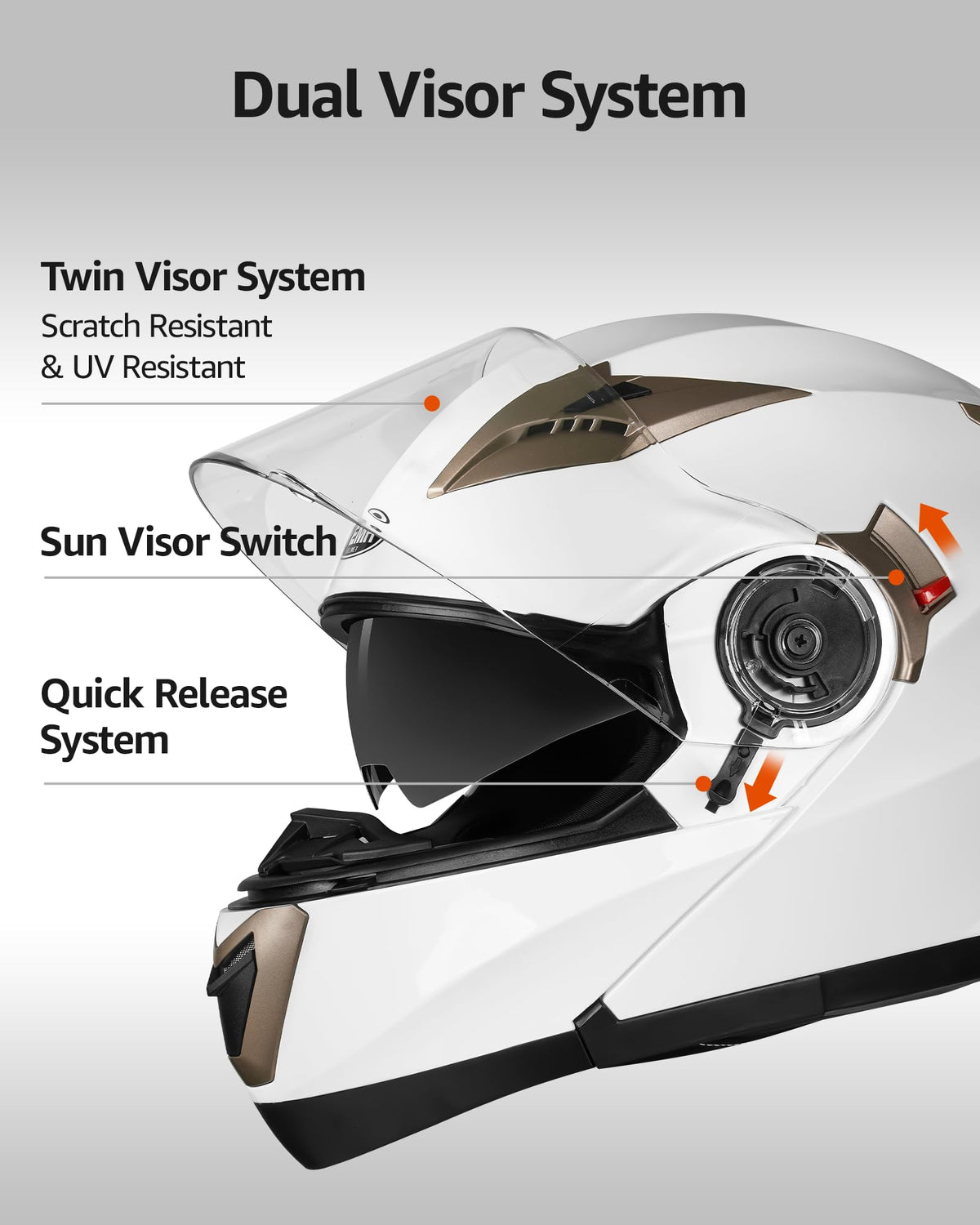 Modular Full Face Motorcycle Helmet with Sun Visor J27780