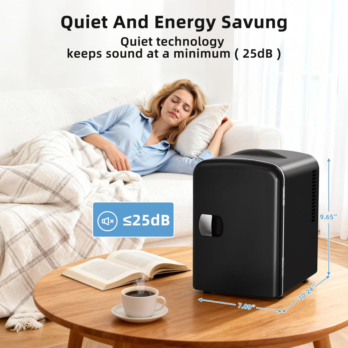 4L 6 Can Portable Mini Fridge Black B209