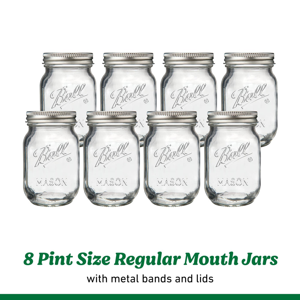 Regular Mouth Pint Glass Mason Jars, 16oz, 8-Count H80438