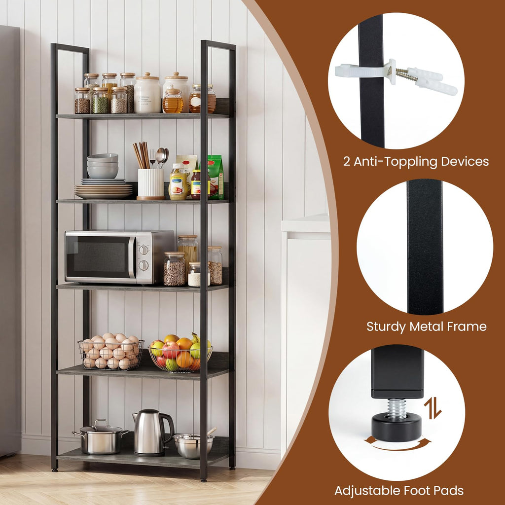 5-Tier Wooden Bookshelf Set of 2 V586