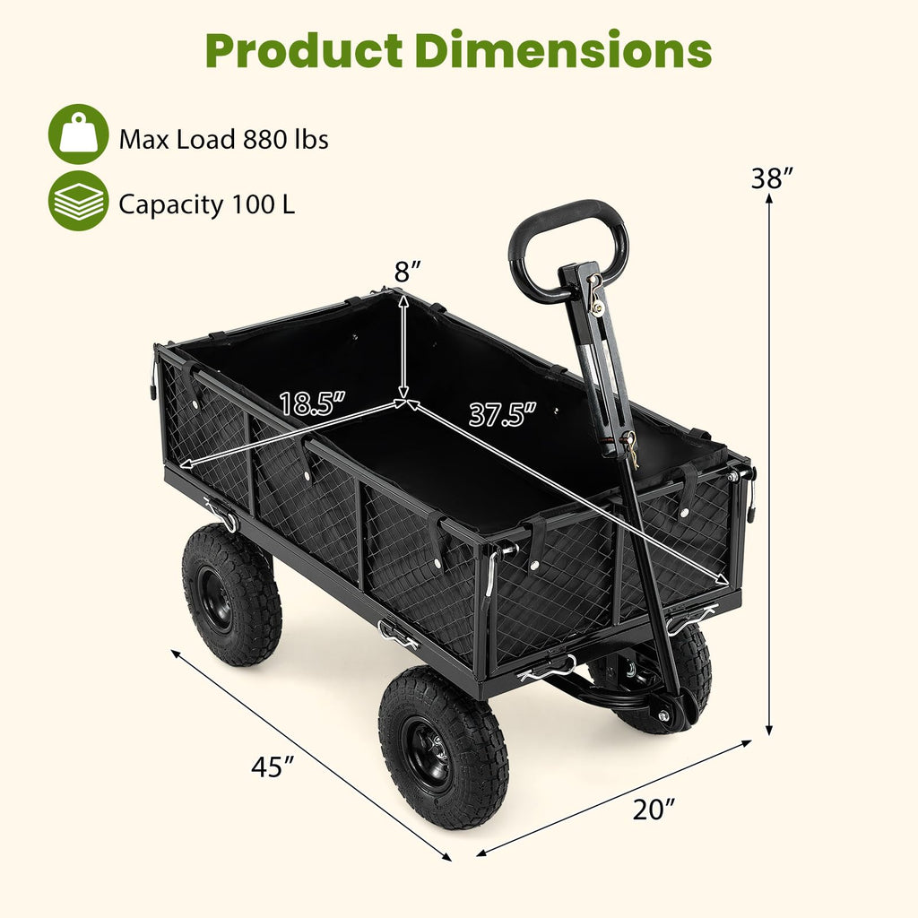Heavy Duty Metal Garden Cart with Removable Liner U8914