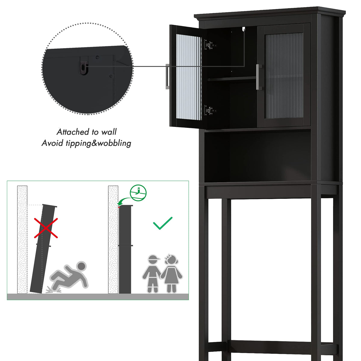 Over the Toilet Storage Cabinet with Glass Doors C498440