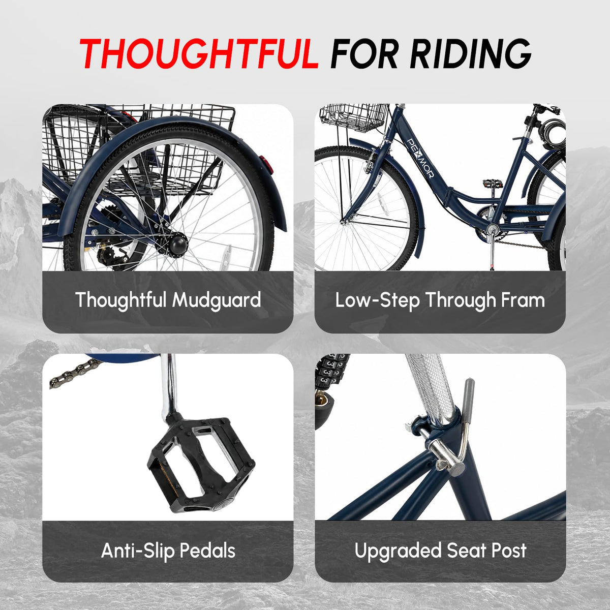 24/26 Inch 7 Speed Adult Tricycle with Folding Basket N60117