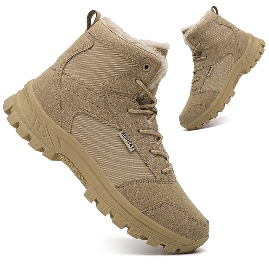 Mid Top Fur Lined Suede Leather Waterproof Military Tactical Boots O4599