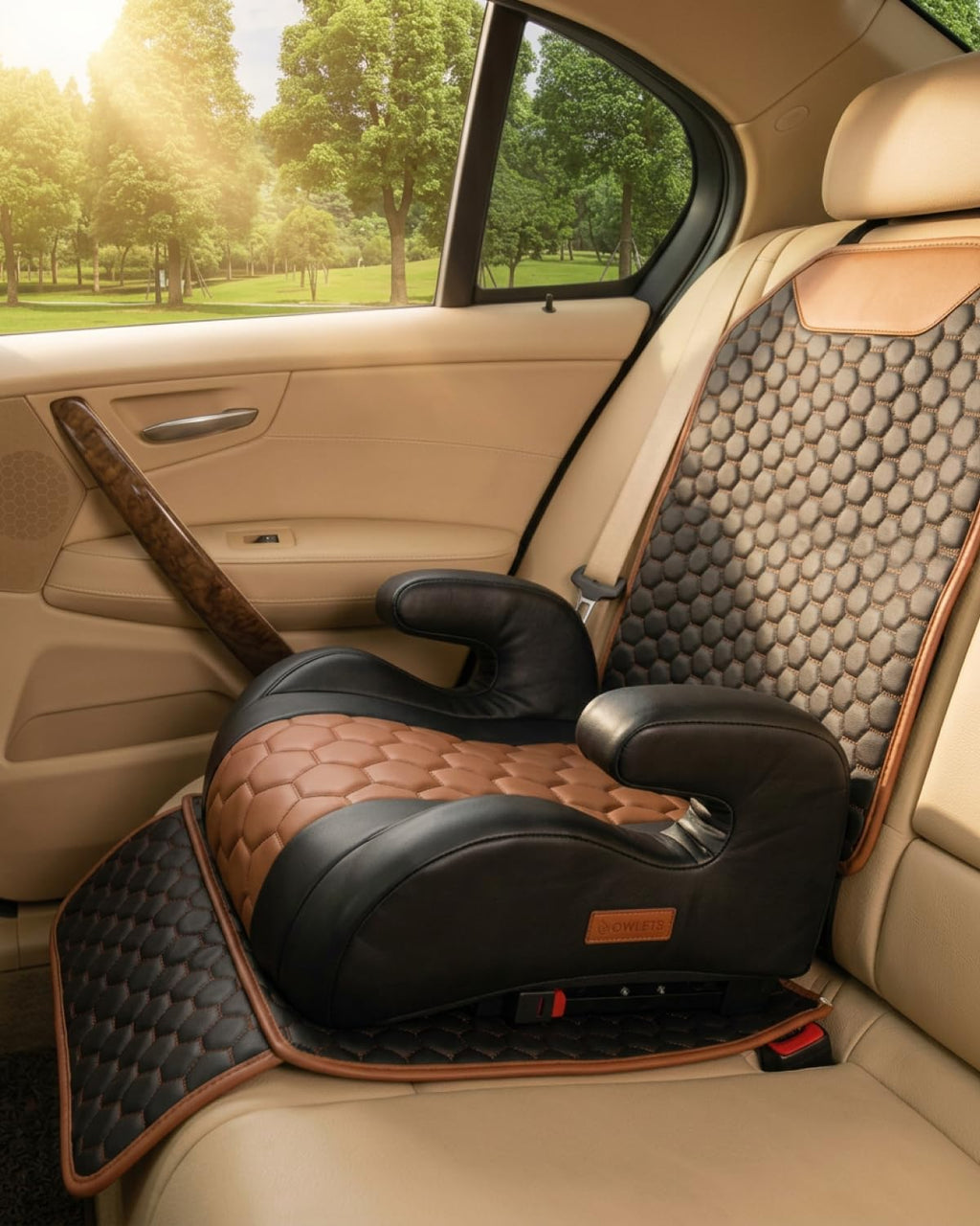 Backless Booster Car Seat with Latch Connectors, 40-100 lbs, Black-Brown E466925