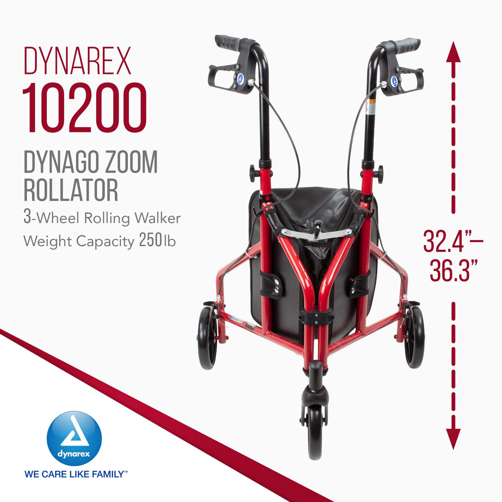 Foldable Lightweight 3-Wheel Rollator with Storage Pouch W6574
