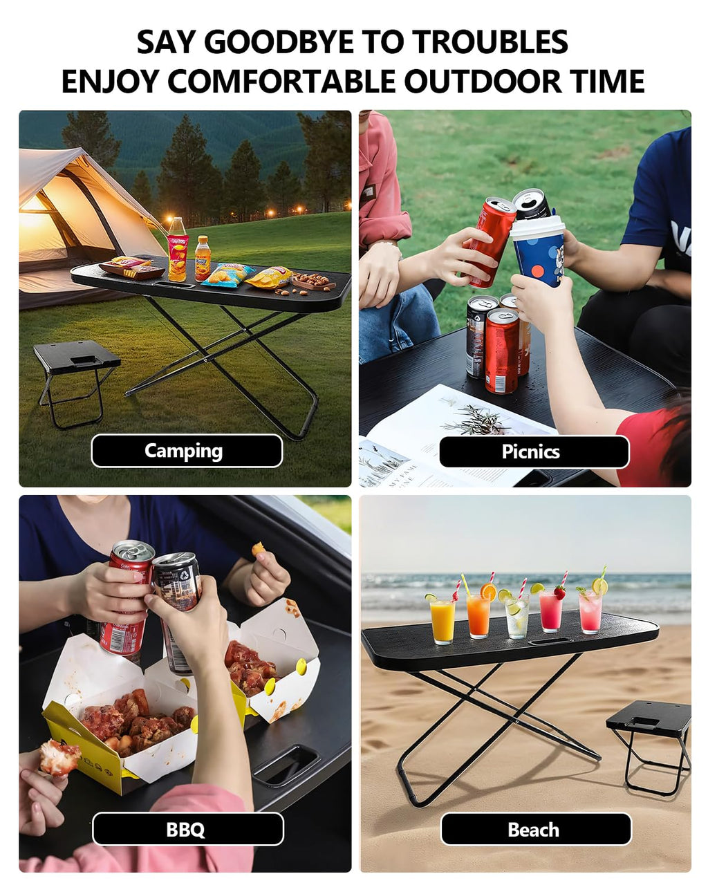 Portable Folding Camping Table with 2 Pack Chair D9722