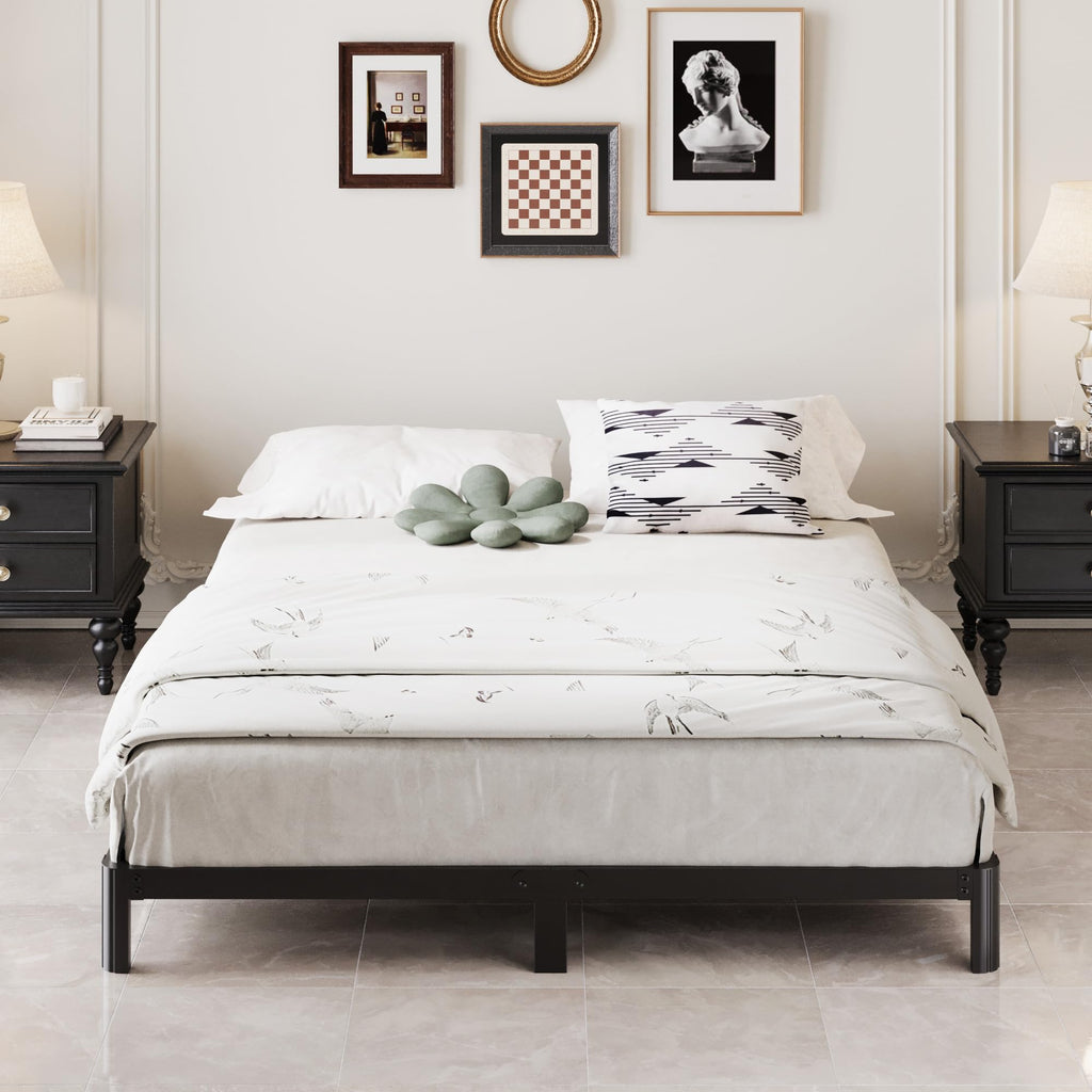 Black 7 Inch Queen Metal Platform Bed Frame L1615