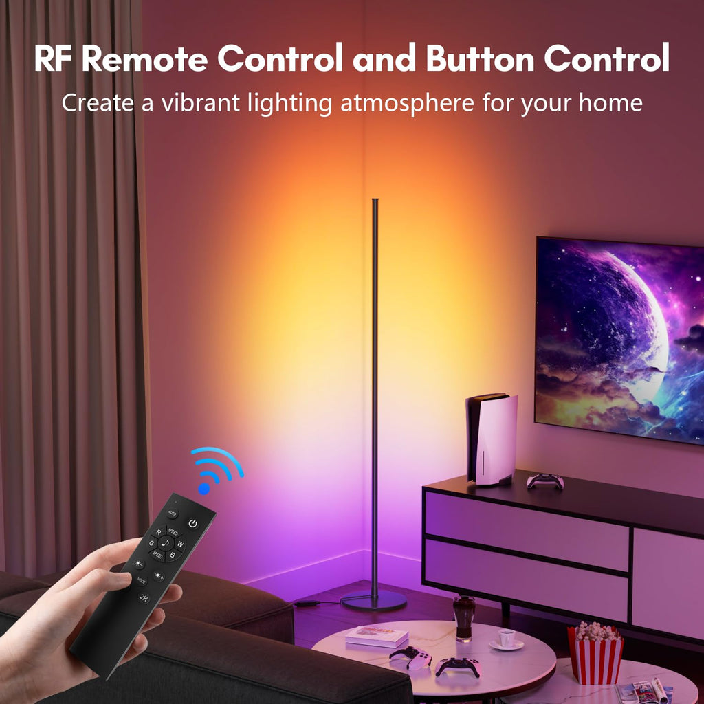 LED RGB+IC Corner Floor Lamp with App Remote Control Black J49404