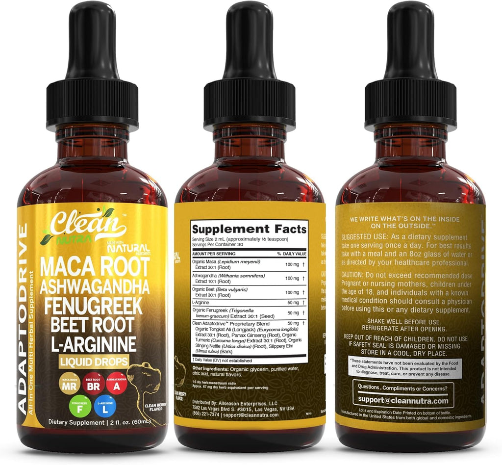 Organic Maca Root Liquid Drops with Ashwagandha and Fenugreek R261