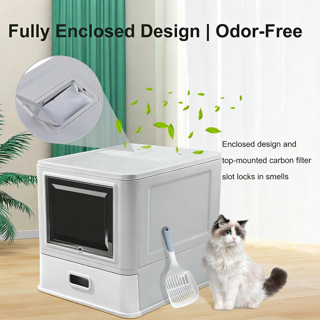 Enclosed Stainless Steel Cat Litter Box with Lid D1533