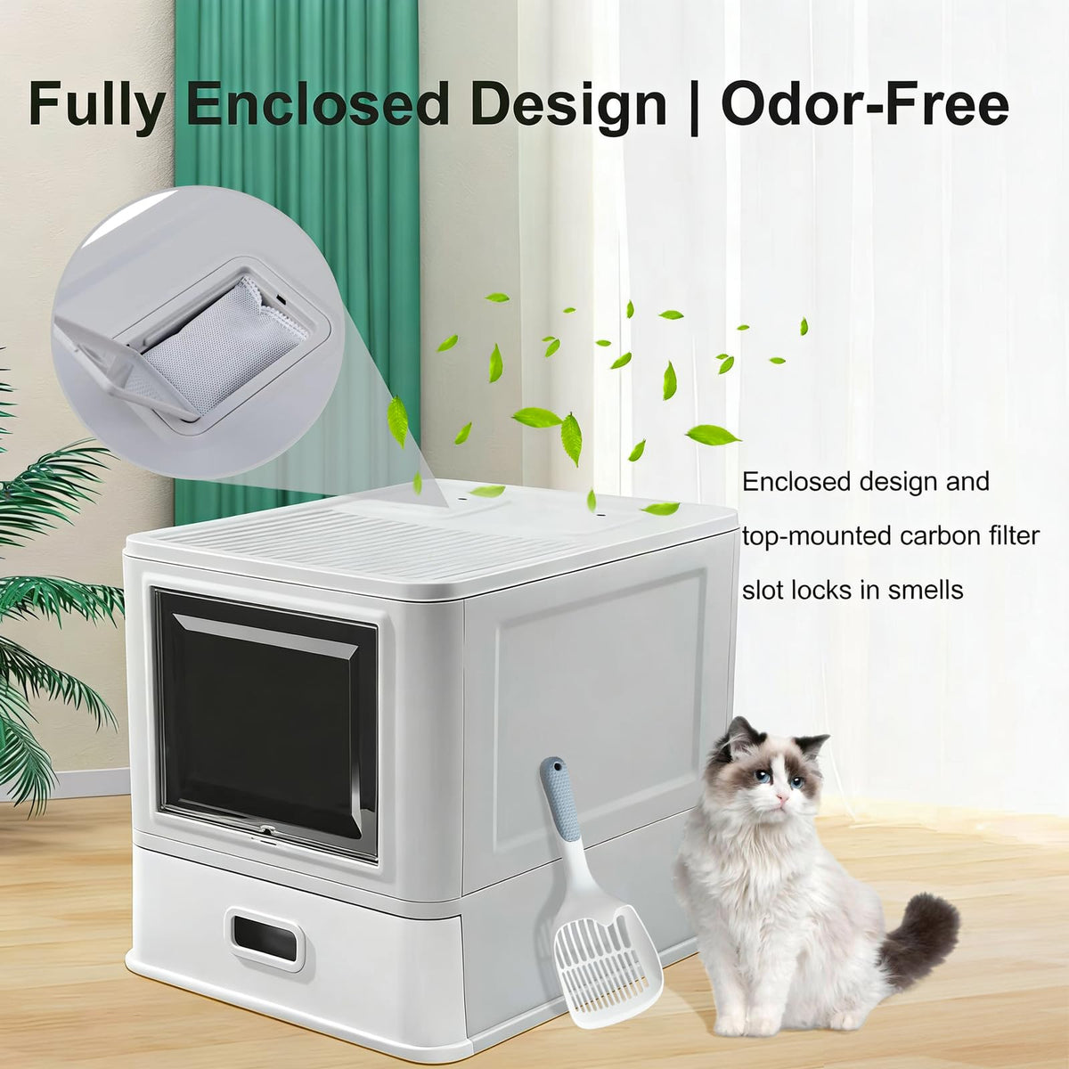 Enclosed Stainless Steel Cat Litter Box with Lid D1533