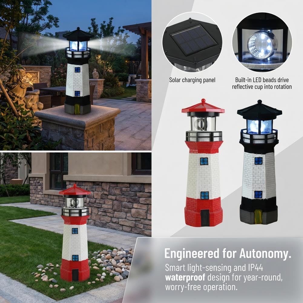 Waterproof Rotating Solar Lighthouse K32327