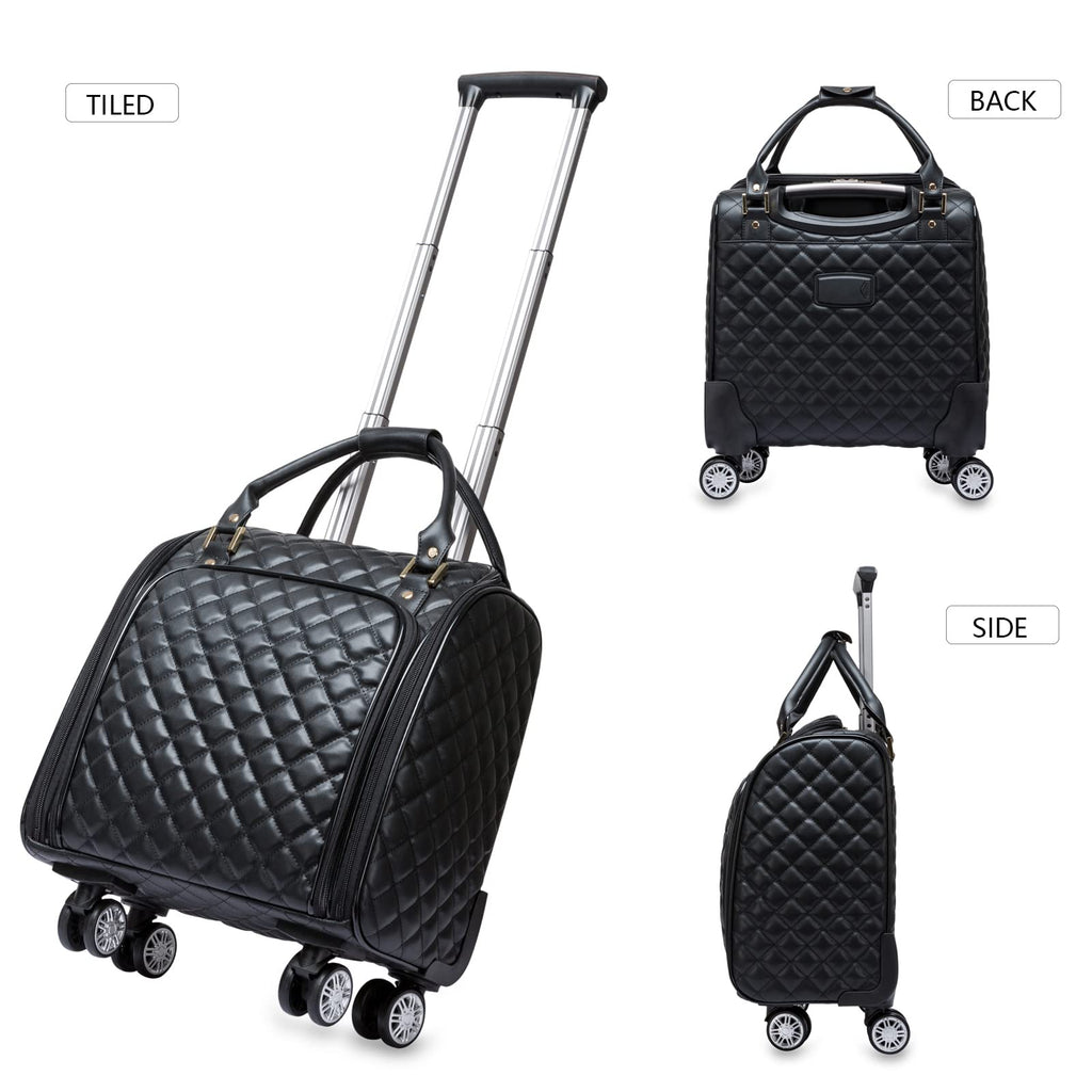 Leather Expandable Spinner Underseat Carry On Luggage P798912