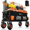 Foldable Beach Wagon with Big Balloon Wheels, 560lbs, Black S87976