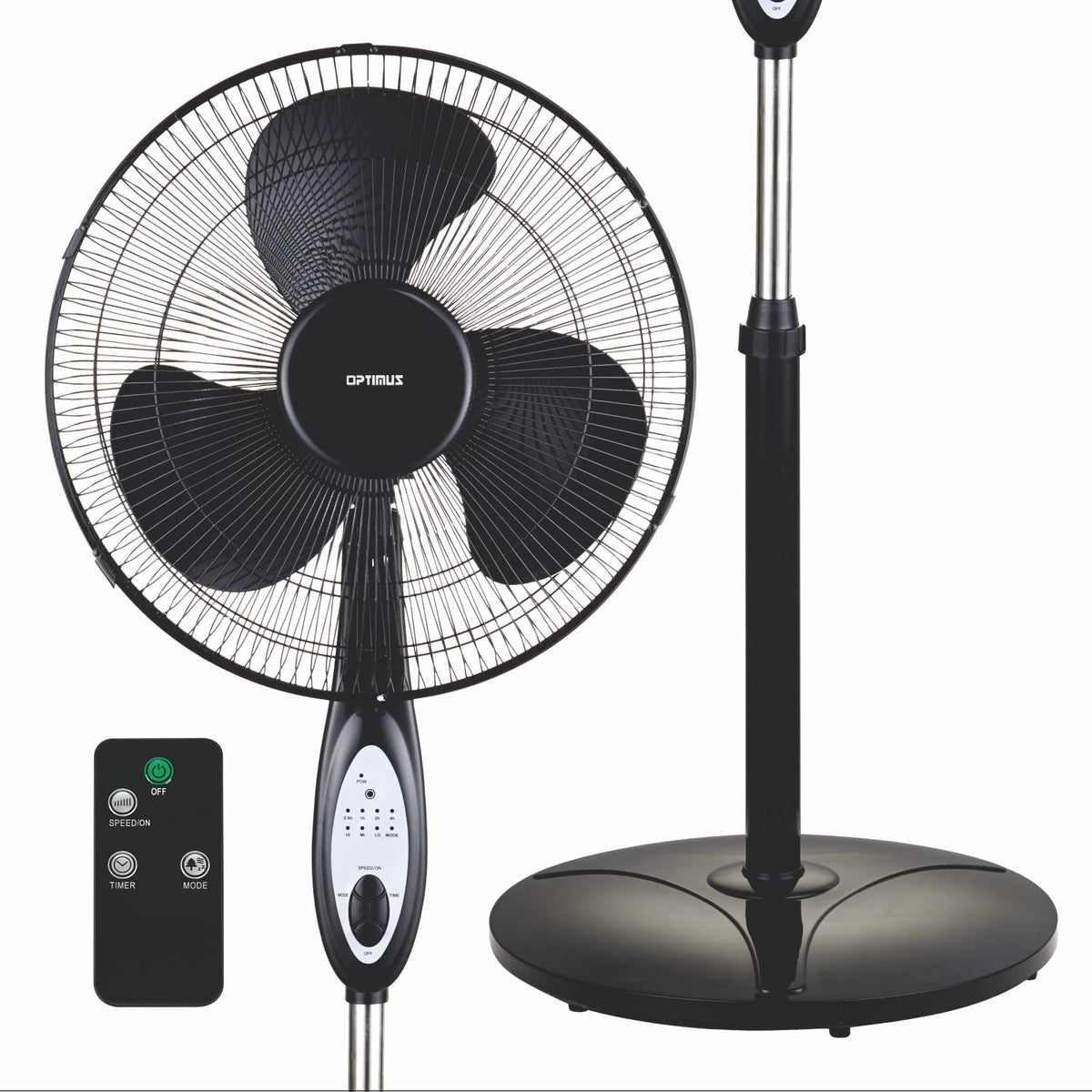 White 16-Inch Oscillating Stand Fan with Remote E364