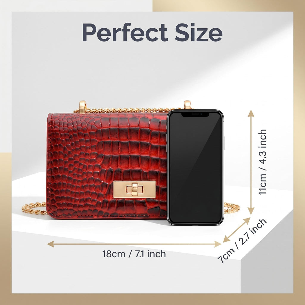 Crocodile Embossed PU Mini Crossbody Clutch S2185