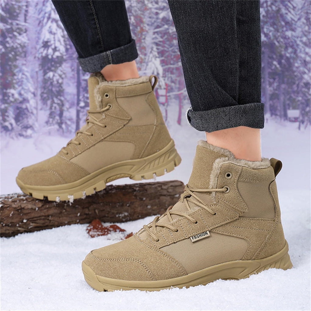 Mid Top Fur Lined Suede Leather Waterproof Military Tactical Boots O4599
