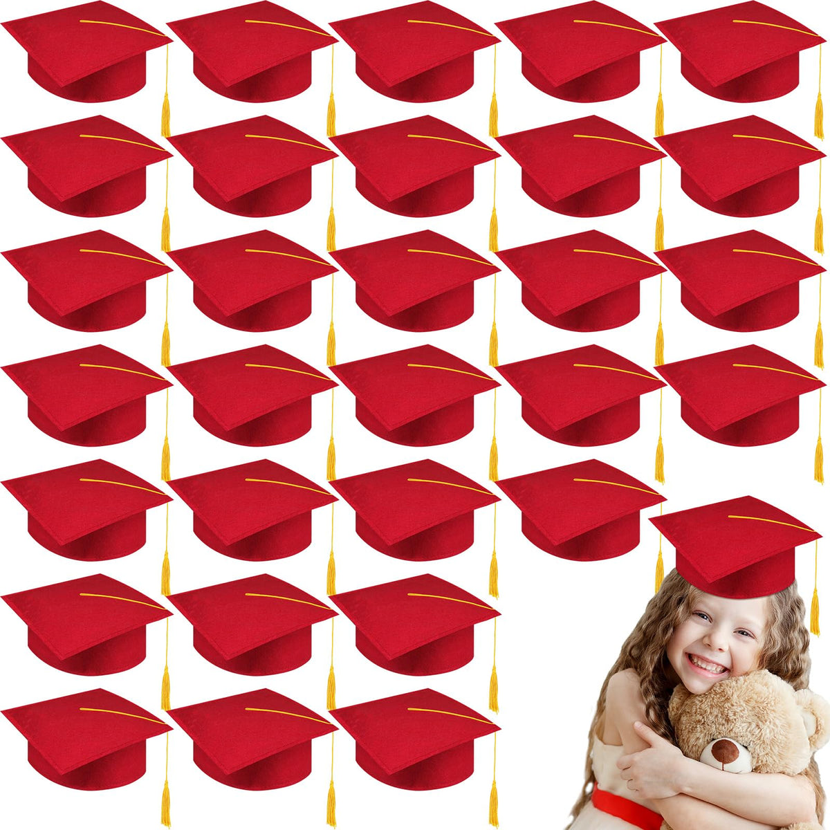 30 Pcs Child Size Felt Graduation Caps Q262448