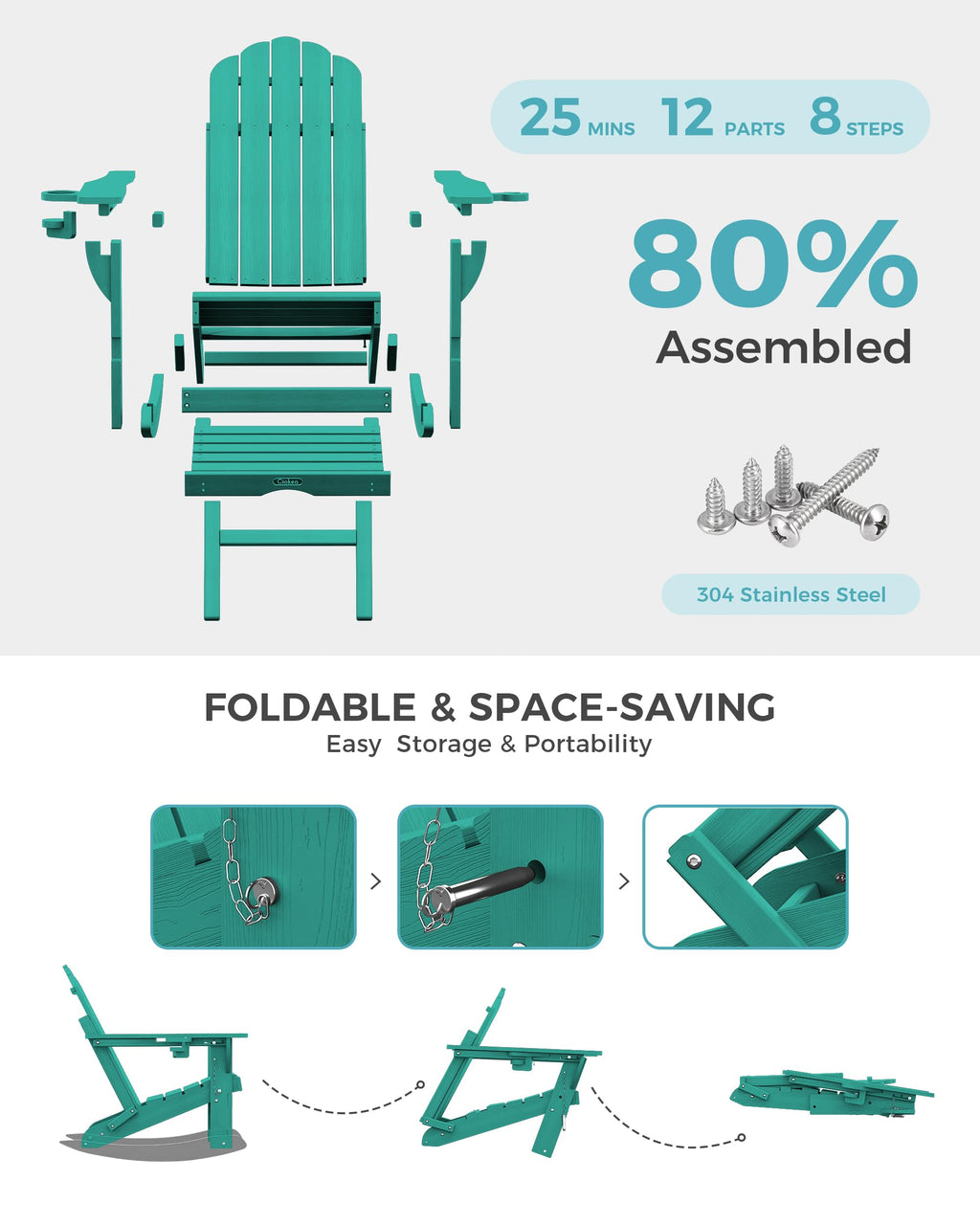 Adirondack Rocking Chair with Footrest L2333