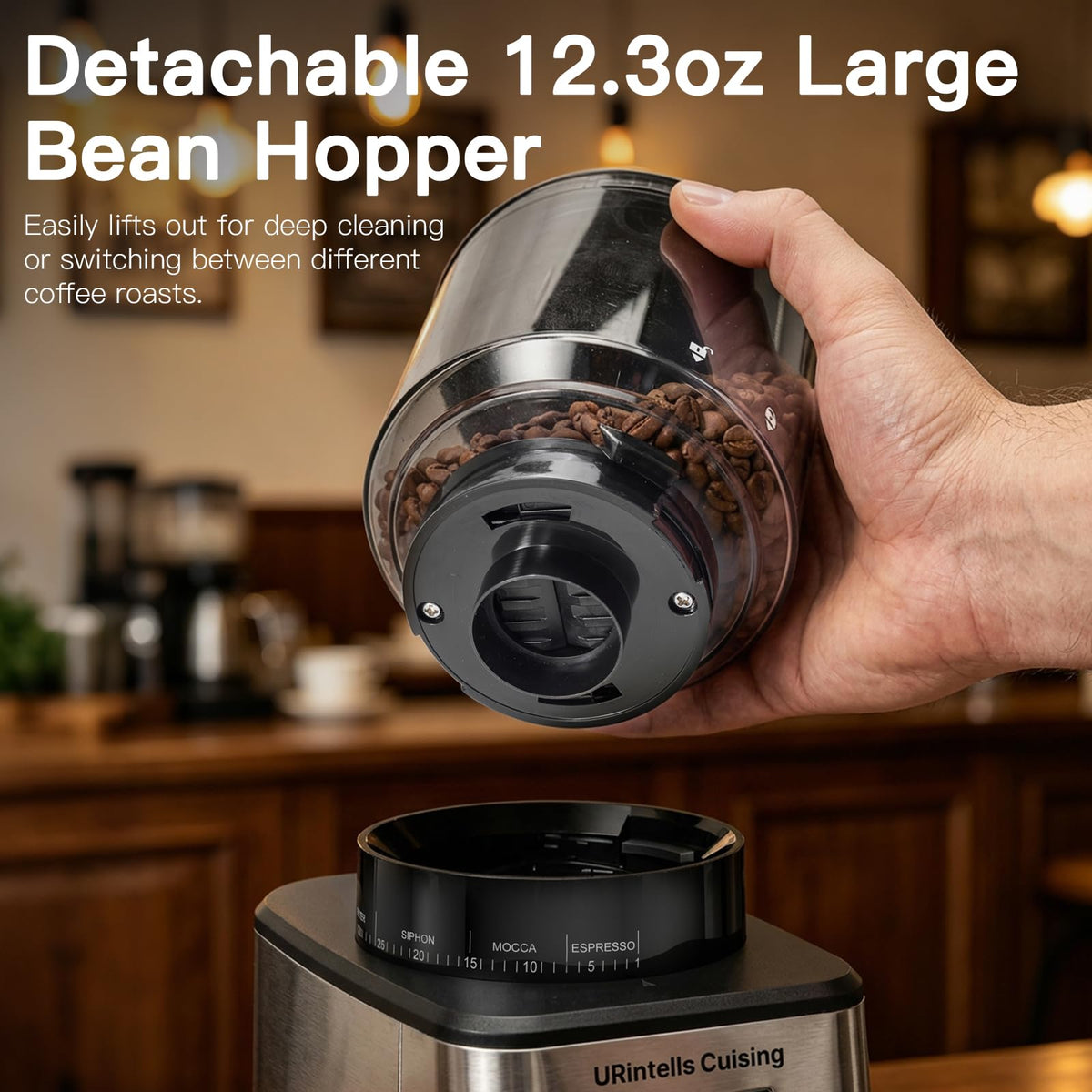 Silver Conical Burr Coffee Grinder U282