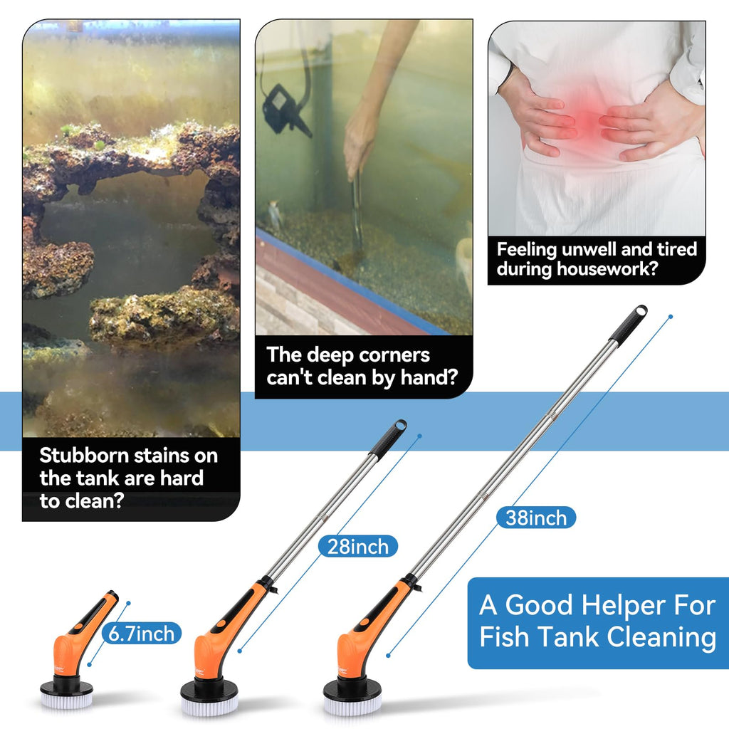Electric Aquarium Cleaning Brushes with 6 Replaceable Brush Heads I6898