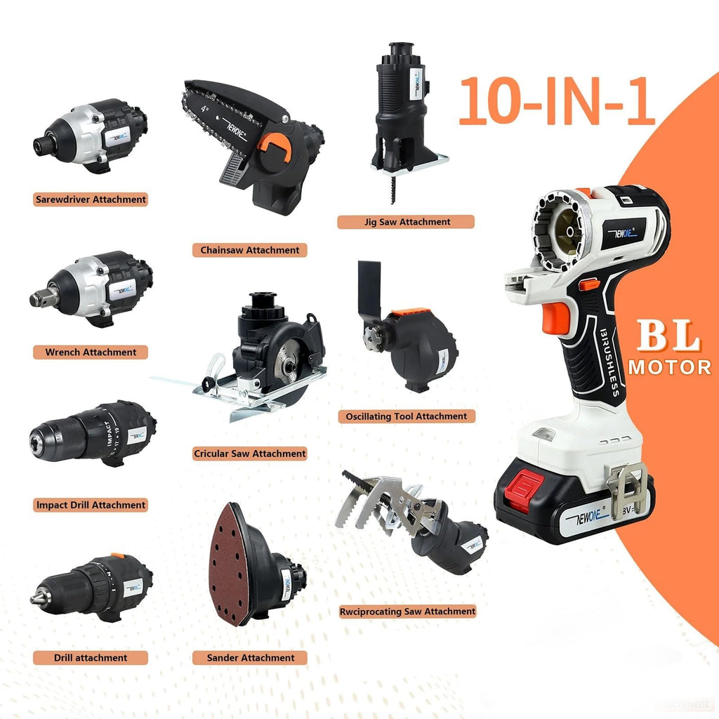 Cordless Brushless Power Tool Combo Kit 10 in 1 Q1519