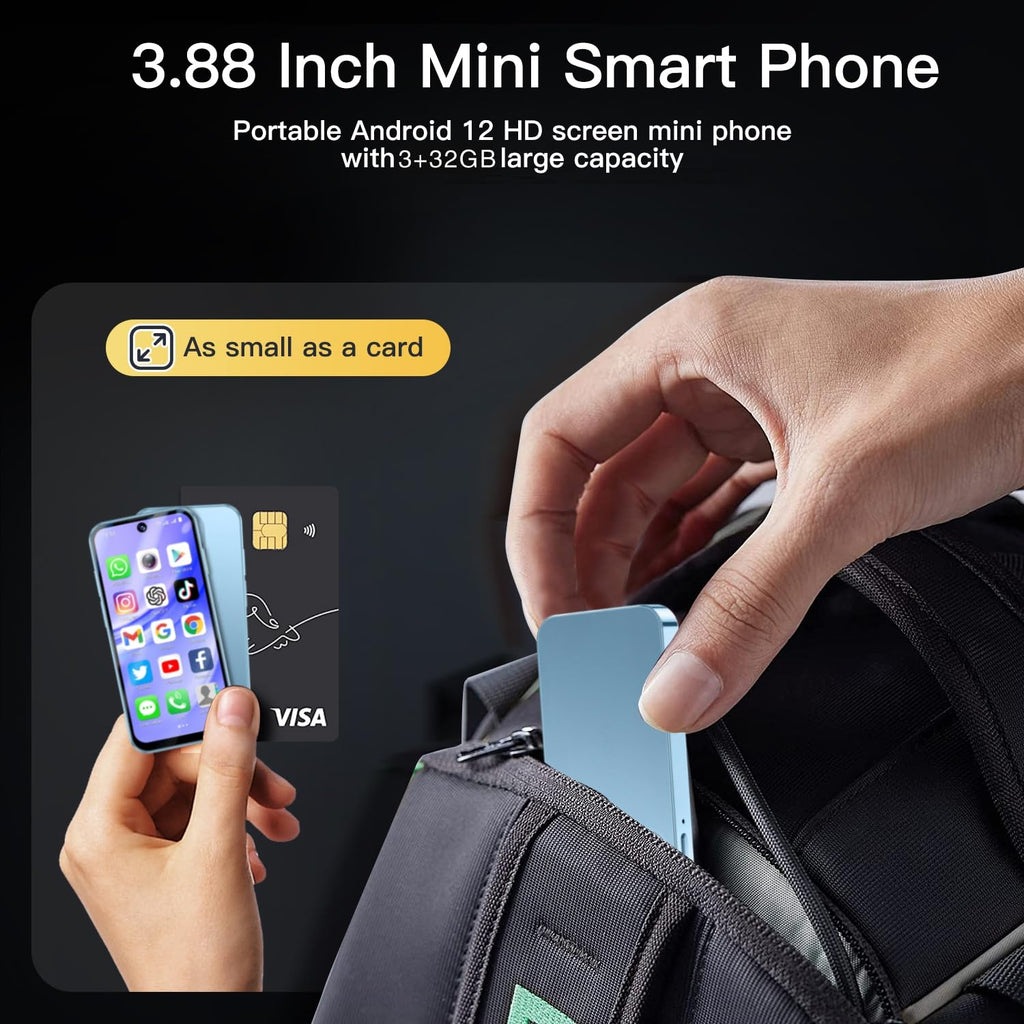 Unlocked Kids Cell Phone 3.88inch HD Touch Screen 4G Dual SIM Android 12 Black F268