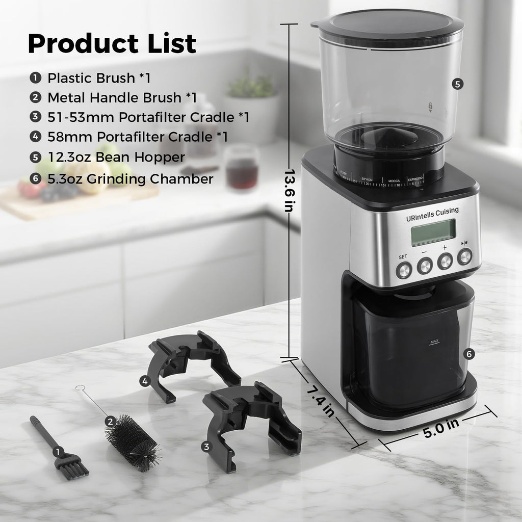 Silver Conical Burr Coffee Grinder U282