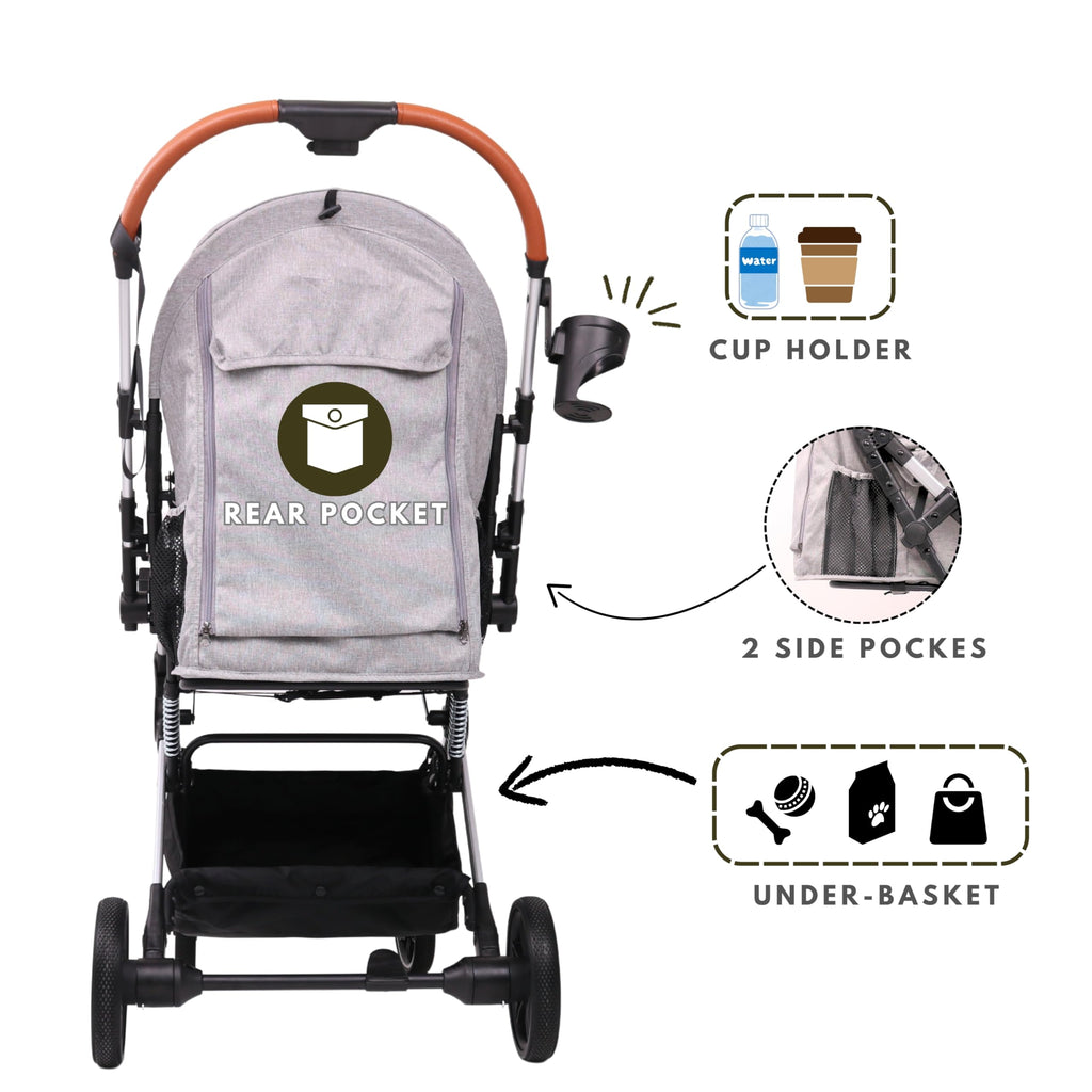 Foldable Dog Stroller 35 lbs Grey M416