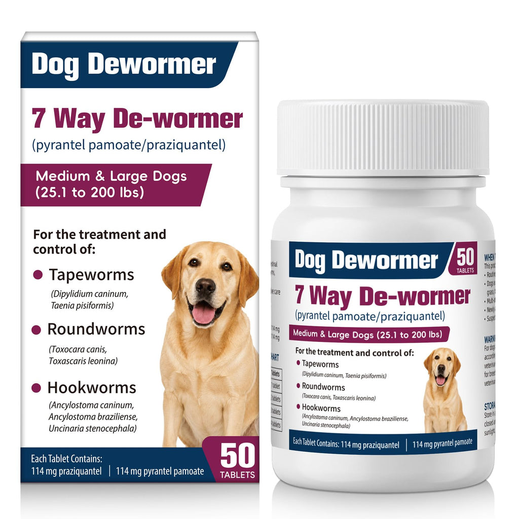 7-Way Dewormer for Large Dogs & Puppies, 50 Tablets E93306