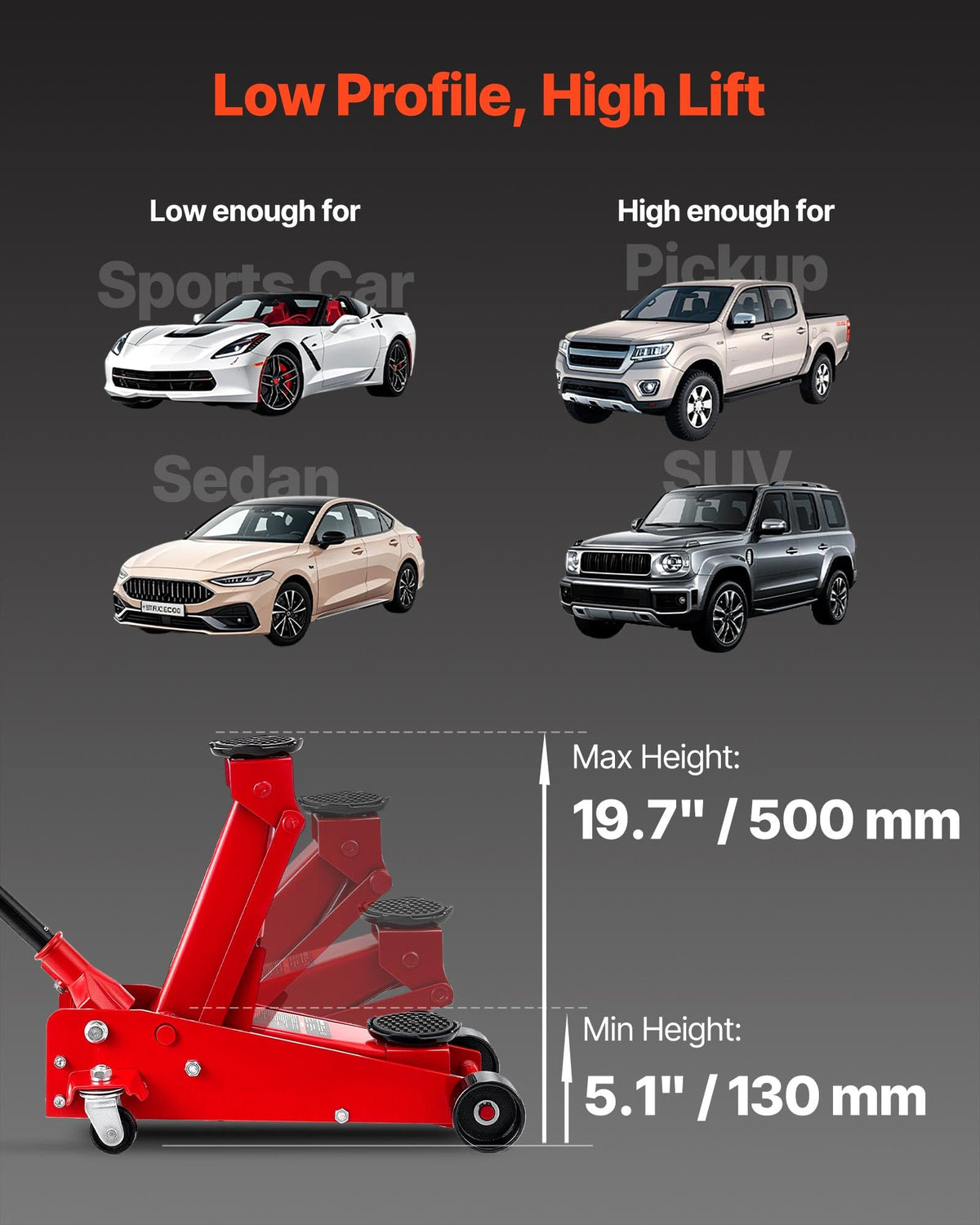 3 Ton Low Profile Steel Hydraulic Floor Jack E235440
