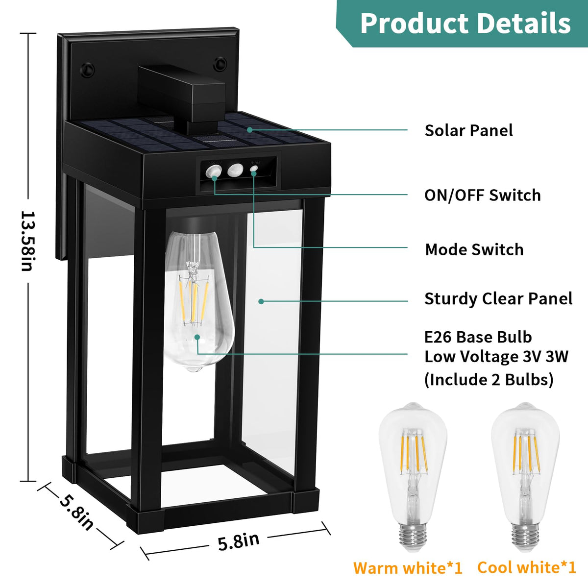 Solar Wall Lights Outdoor with Motion Sensor X8362