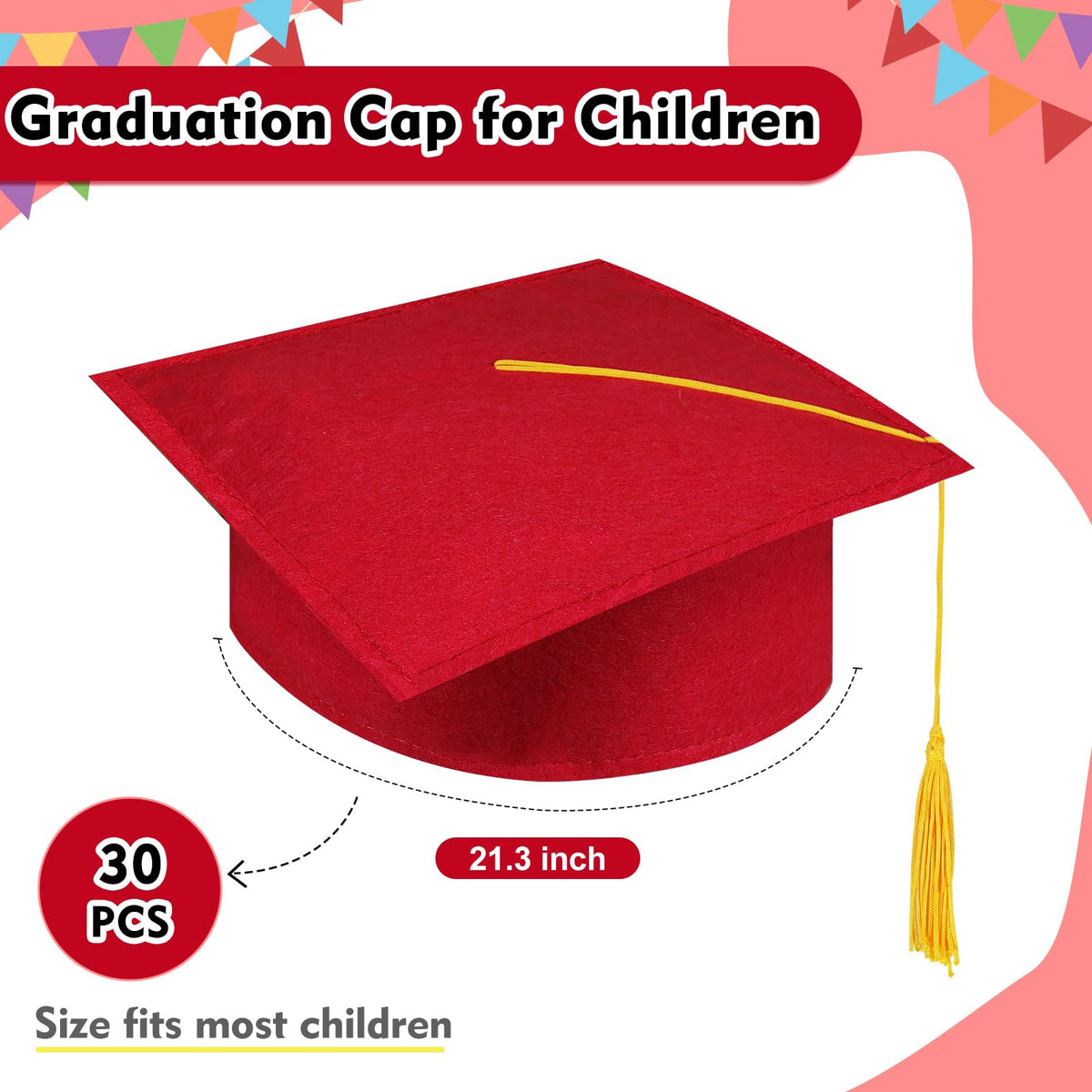 30 Pcs Child Size Felt Graduation Caps Q262448